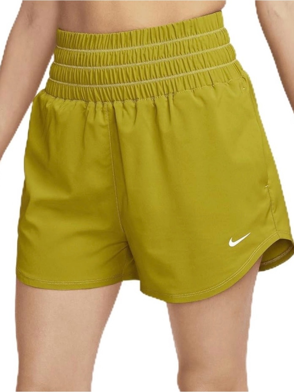 Nike Olive Yellow High-Rise Athletic Shorts